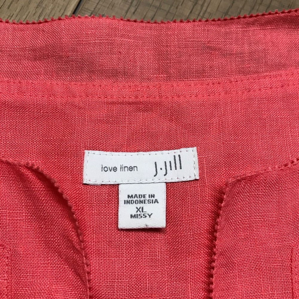 J. Jill Love Linen Shift Dress Womens Size XL Pink Short Sleeve V-Neck Summer - Picture 3 of 12